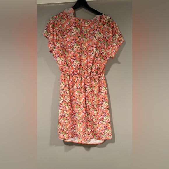 ASOS DESIGN lace trim ruffle bodice mini tea dress in orange ditsy - Picture 4 of 4